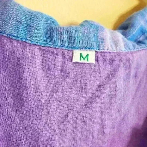 Baby blue Tie Dye sleeveless button down Boho Style top size medium - Picture 6 of 7